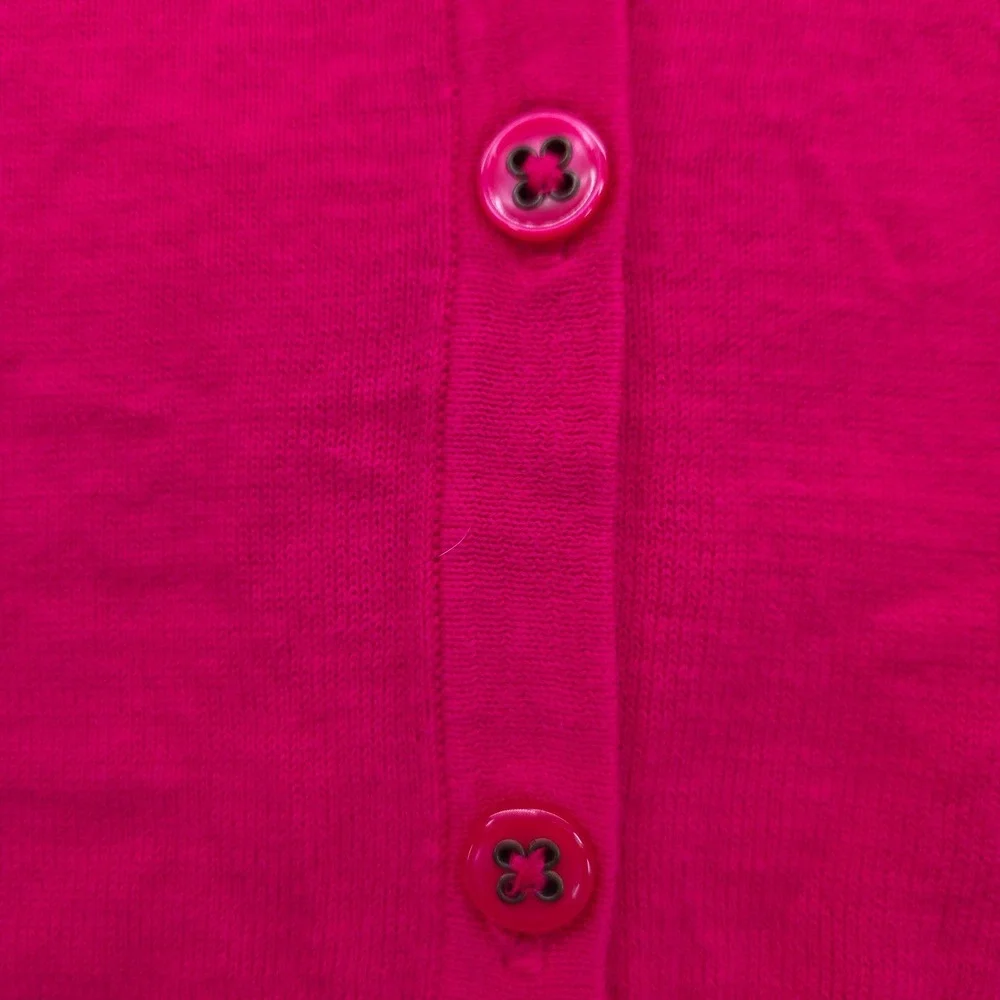 Cabi Cardigan Women Large Pink 100%‎ Cotton V-Neck Button Front Ribbed Knit 885